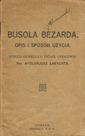 ZARYCHTA Apolonius - Bézard's Busola. Description and method of use [Grodno 1920].