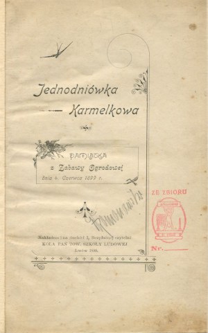 A one-night-only carmel. Souvenir of a garden party on June 4, 1899. [Lviv 1899]