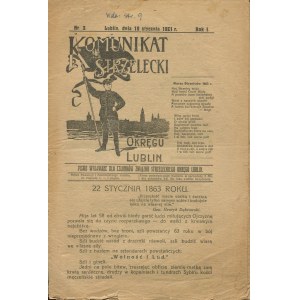 Kommuniqué des Schützenbezirks Lublin. Nummer 2 vom 19. Januar 1921