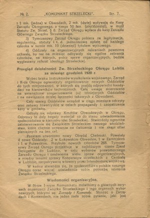 Lublin District Rifleman's Communiqué. Number 2 of January 19, 1921