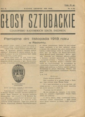Shtubak Voices. Journal of Radom high schools. Issues 1-2 of September and November 1935 [Radom].