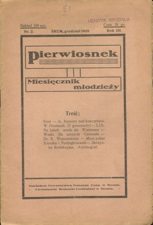 Primrose. Monthly magazine of the youth. Numbers 5 of March 1928 and 2 of December 1929 [Srem].