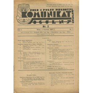 Koło 1 Pułku Piechoty Legionów. Komunikat ogólny. Numer 2 z kwietnia 1935 roku [Wilno]
