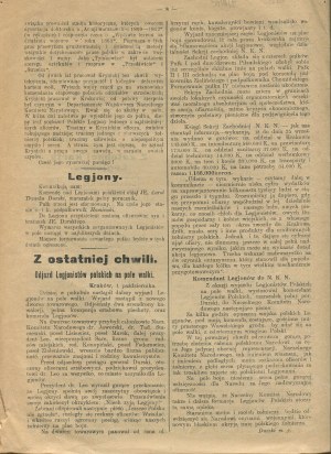 Legionista Polski. The magazine of the Polish National Organization in Zagłębie Dąbrowskie. Number 3 of October 5, 1914 [Dąbrowa Górnicza].