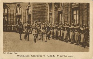 [Postcard] Marshal Pilsudski in Paris in February 1921. photo: Marian Fuks