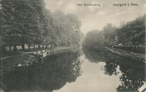 [Postcard] Stargard (Stargard in Pommern). Am Weidensteig. River Ina [1915].