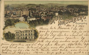 [Postcard] Jelenia Góra. Greetings (Hirschberg im Riesengebirge) [1901].