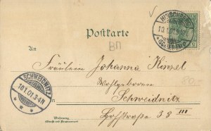 [Postcard] Jelenia Góra. Greetings (Hirschberg im Riesengebirge) [1901].