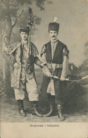 [Postcard] A Krakowiak and a nobleman