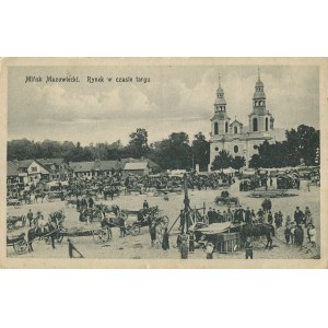 [pocztówka] Mińsk Mazowiecki. Rynek w czasie targu [1929]