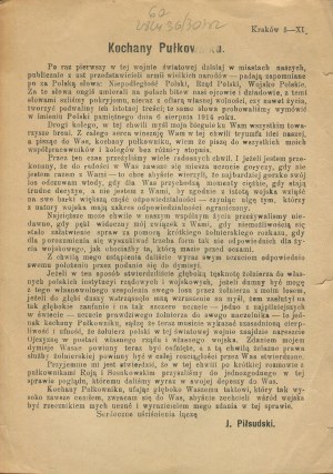 [ephemeral print] Dear Colonel! Letter from Jozef Pilsudski to Colonel Edward Rydz-Smigly, written on November 5, 1916, immediately after the announcement of the Act of November 5