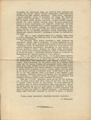 [Leaflet print] Letter from Jozef Pilsudski to Professor N.... Cracow [1917].