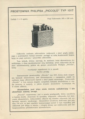 Advertising catalog for Philips brand rectifiers and anode apparatus [1930s].