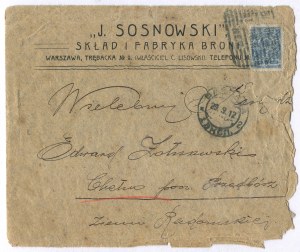 Company correspondence. Letter from J. Sosnowski Arms Factory and Storehouse in Warsaw [1912].