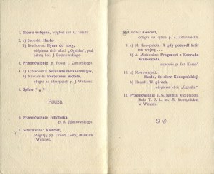 The program of the solemn academy in honor of Prince Joseph Poniatowski on November 23, 1913 in the hall of the Union of Engineers and Architects [Polish Academic Association 