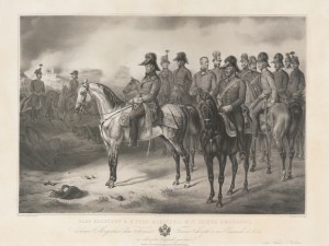 [lithograph] ADAM Franz - Count Radetzky, Imperial Marshal (Graf Radetzky k. k. Feld-Marschall mit seiner Umgebung) [1850].