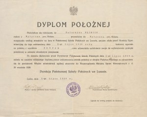 Diploma of a Midwife [Lviv 1929].