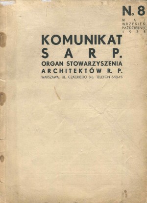 SARP Announcement. Organ of the Association of Architects of the R.P. Number 8 of 1935