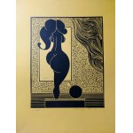Henryk Plóciennik, Linocut On Yellow Cardboard
