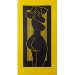 Henryk Plóciennik, Linocut On Yellow Cardboard