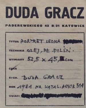DUDA-GRACZ JERZY, Obraz 514. Portret Leona - kolejarza spod Wadowic, 1981