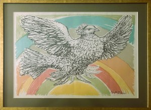 Pablo Picasso (1881 - 1973), Colombe Volante (Arc en Ciel) (Latająca gołębica w tęczy), 1952