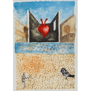 Jan Lebenstein, Kompozycja z sercem - Ilustracja do poezji Eugenio Montale: CINQUANTE ANS DE POESIE, 1972