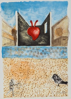 Jan Lebenstein, Kompozycja z sercem - Ilustracja do poezji Eugenio Montale: 