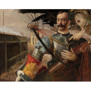 Jacek Malczewski (1854-1929), Portret Wojciecha Kossaka z Belloną, 1906