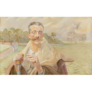 Jacek Malczewski (1854-1929), Portret mężczyzny na tle pejzażu, 1920