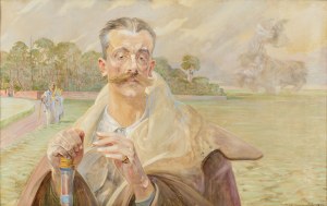 Jacek Malczewski (1854-1929), Portret mężczyzny na tle pejzażu, 1920