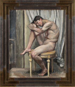 Wojciech Weiss (1875-1950), Model na taborecie, 1919