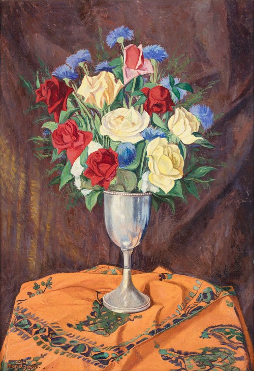 Szymon Mondzain (1890-1979), Róże i chabry w srebrnym pucharze