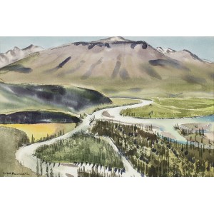 Raphael Malczewski (1892-1965), Landscape from the Athabasca River, 1940s.