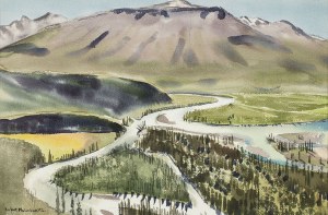 Rafał Malczewski (1892-1965), Pejzaż znad rzeki Athabasca, lata 40. XX w.