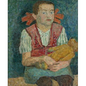 Andrzej Wróblewski (1927-1957), Girl with a teddy bear, ca. 1946