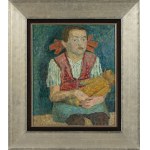 Andrzej Wróblewski (1927-1957), Girl with a teddy bear, ca. 1946