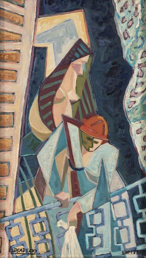 Kazimierz Podsadecki (1904-1970), Na balkonie, 1955