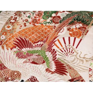 Obi-Kimono-Gürtel mit Vogelmotiv, 20. Jahrhundert.