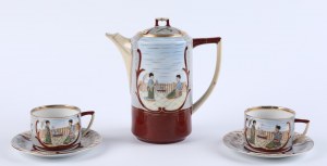 Zestaw porcelany dla dwóch osób ze zdobieniem w stylu japońskim