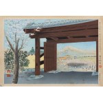 Tomikichirō Tokuriki (1902-2000), Fuji przed rezydencją Egawa w Nirayama, z serii: Trzydzieści sześć widoków Fuji, Japonia, 1939/1940 r.