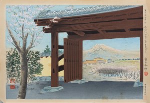 Tomikichirō Tokuriki (1902-2000), Fuji przed rezydencją Egawa w Nirayama, z serii: Trzydzieści sześć widoków Fuji, Japonia, 1939/1940 r.