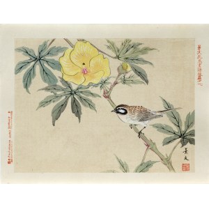 Matsumura Keibun (1779 - 1843, Kyoto), The bird and the yellow flower, published by Aoki Kôsaburô, Japan/Osaka, 1892