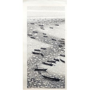 Gihachiro Okuyama (1907-1981), Shellfish boats, Japan, 1960s.