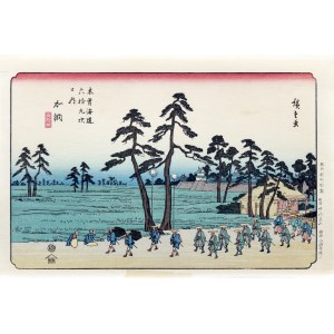 Utagawa Hiroshige (1797 - 1858), Kano, z serii: z serii: Sześćdziesiąt dziewięć stacji Kiso Kaido, wyd. Nihon Hanga Kenkyujo, Japonia, okres Showa, lata 1960 -1970