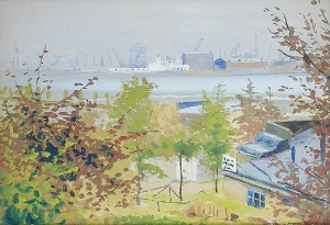 Soter Jaxa MAŁACHOWSKI (1867-1952), Gdynia - widok z Kamiennej Góry na port