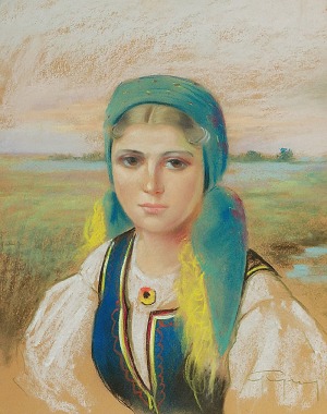 Stanisław GRZYMS (XX w.), Portret dziewczyny, ok. 1930