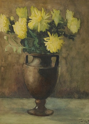 Teodor GROTT (1884-1972), Chryzantemy w wazonie