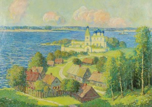 Eugeniusz DOŁGANOW (1888-1955), Krajobraz z cerkwią