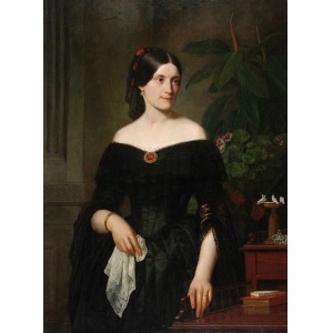 Adolf SCHMIDT (1827-1880), Portret młodej damy w czarnej sukni, 1847